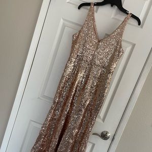 Rose gold sequins formal dress